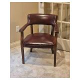Traditional Burgundy Vinyl  Bankers Chairs Pair