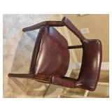 Traditional Burgundy Vinyl  Bankers Chairs Pair