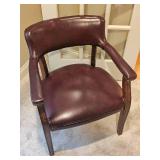 Traditional Burgundy Vinyl  Bankers Chairs Pair