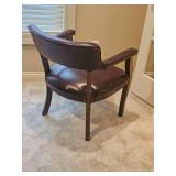 Traditional Burgundy Vinyl  Bankers Chairs Pair