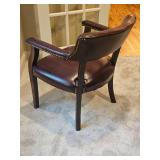 Traditional Burgundy Vinyl  Bankers Chairs Pair