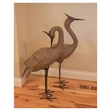 Metal Preening Crane Statues