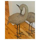 Metal Preening Crane Statues