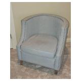 Contemporary Knocker Accented Barrel Slipper Chair