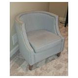 Contemporary Knocker Accented Barrel Slipper Chair