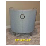 Contemporary Knocker Accented Barrel Slipper Chair