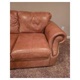 Distressed Leather Tan 3 Cushion Sofa