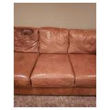 Distressed Leather Tan 3 Cushion Sofa
