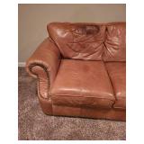 Distressed Leather Tan 3 Cushion Sofa