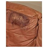 Distressed Leather Tan 3 Cushion Sofa