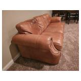 Distressed Leather Tan 3 Cushion Sofa