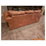 Distressed Leather Tan 3 Cushion Sofa