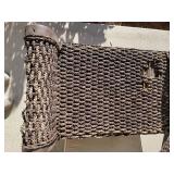 Brown Barrel Wicker Chairs and Ottoman Set, as