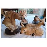 Sand Cast Animal Statues ~ Bear * Fawn * Hawk * Wolf