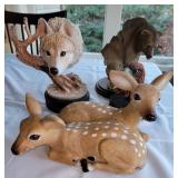 Sand Cast Animal Statues ~ Bear * Fawn * Hawk * Wolf