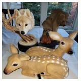 Sand Cast Animal Statues ~ Bear * Fawn * Hawk * Wolf