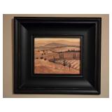 Framed Tuscany Landscape Print Ð Distressed Black Frame