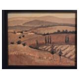 Framed Tuscany Landscape Print Ð Distressed Black Frame