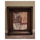 Framed Floral Decorative Fine Art Print - Neutral / White