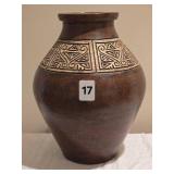 Decorative Tribal Style Embossed Brown Floor Vase