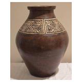 Decorative Tribal Style Embossed Brown Floor Vase