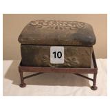 Rustic Decorative Terra Cotta Box on Metal Stand