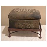 Rustic Decorative Terra Cotta Box on Metal Stand