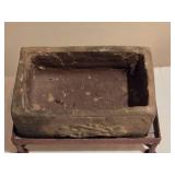 Rustic Decorative Terra Cotta Box on Metal Stand
