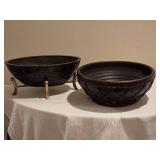 Two African Decorative Bowls Ð Rustic Safari Mosaic & Woven Look Pair