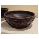 Two African Decorative Bowls Ð Rustic Safari Mosaic & Woven Look Pair
