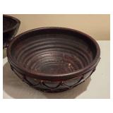 Two African Decorative Bowls Ð Rustic Safari Mosaic & Woven Look Pair