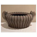 Large Decorative Fluted Cement Style Ceramic Centerpiece