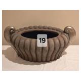 Large Decorative Fluted Cement Style Ceramic Centerpiece