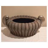 Large Decorative Fluted Cement Style Ceramic Centerpiece