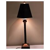 Vintage Rope Twist Table Lamp with Black Shade Ð Bronze & Gold Tone