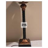 Vintage Rope Twist Table Lamp with Black Shade Ð Bronze & Gold Tone