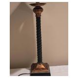 Vintage Rope Twist Table Lamp with Black Shade Ð Bronze & Gold Tone