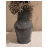 Rustic Ceramic Pitcher Vase with Natural Moss & Twigs Arrangement