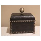 Black Studded Decorative Lidded Box Crackle Finish
