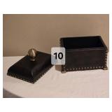 Black Studded Decorative Lidded Box Crackle Finish