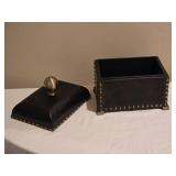 Black Studded Decorative Lidded Box Crackle Finish