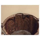 Antique Chinese Wood Farm Bucket w/ Iron Banding