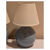 Pair of Round Ceramic Table Lamps Ð Soft Blue w/ Shades