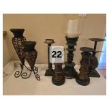 Mixed Lot of Decorative Candle Holders / Pillars (Group)