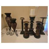 Mixed Lot of Decorative Candle Holders / Pillars (Group)