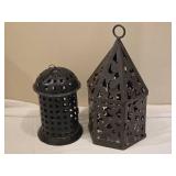 Pair of Metal Lantern Candle Holders