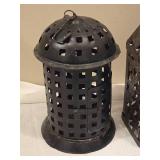 Pair of Metal Lantern Candle Holders