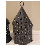 Pair of Metal Lantern Candle Holders