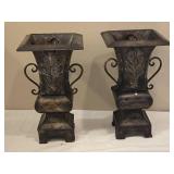Pair of Ornate Metal Planter Urns Ð Antique Bronze Finish