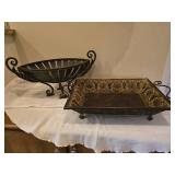 Pair of Decorative Metal Table Centerpiece Bowls